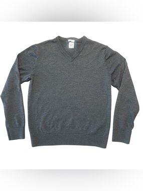Gap Merino Wool Sweater Womens Medium M Charcoal Grey V Neck Minimalist Capsule